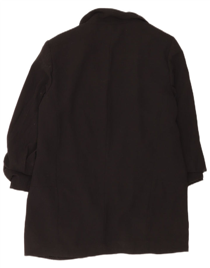 Zara Dame 3/4 ærmet åben blazerjakke UK 14 Medium Sort Polyester