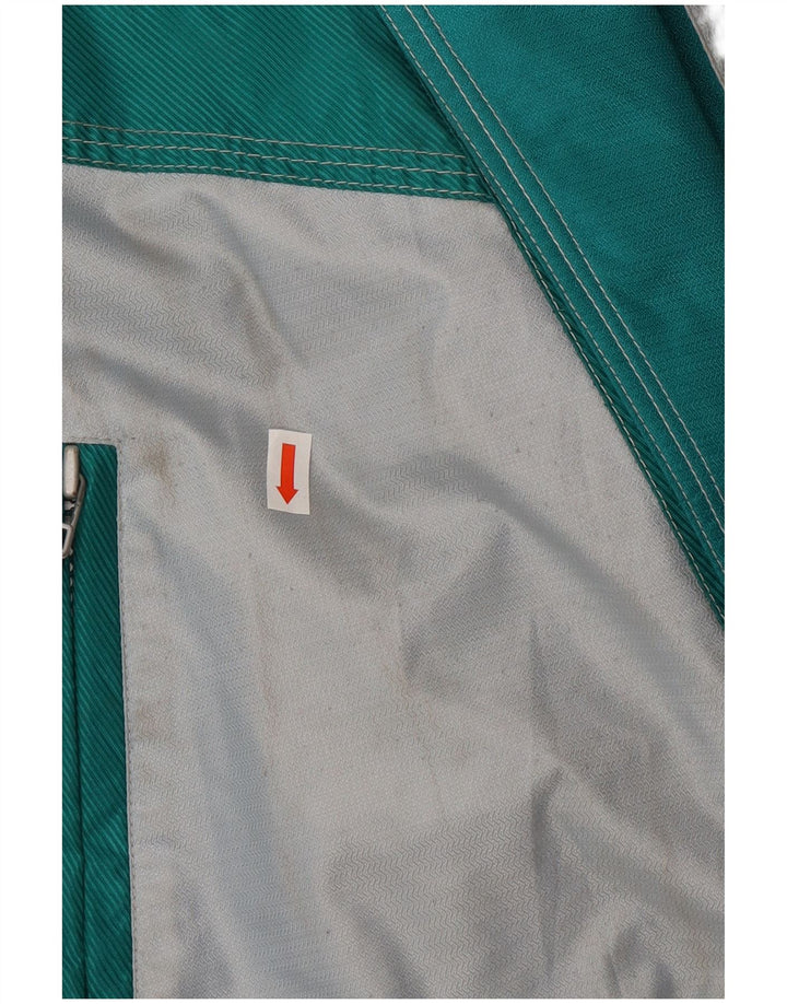 Vintage Herre grafisk skijakke EU 48 Medium Green Colourblock Polyamid
