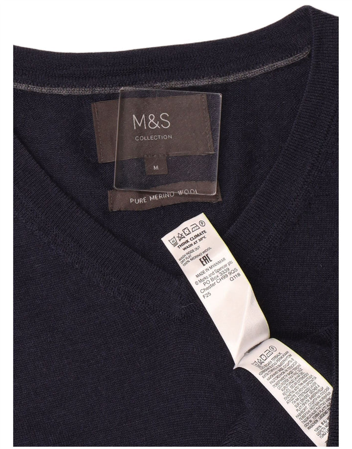 Marks & Spencer Herre V-hals sweater Medium Marineblå Merinould