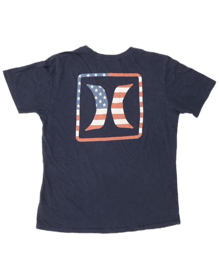 HURLEY Herre grafisk T-shirt Top Medium Marineblå Bomuld