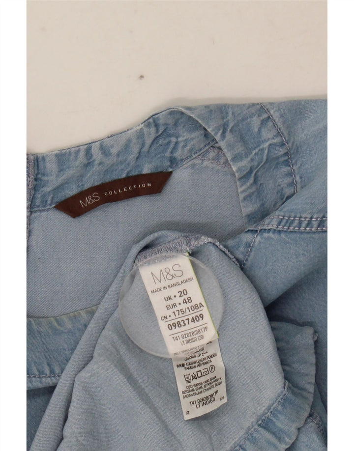 MARKS & SPENCER Dame Denim Bluse Top UK 20 2XL Blå Lyocell
