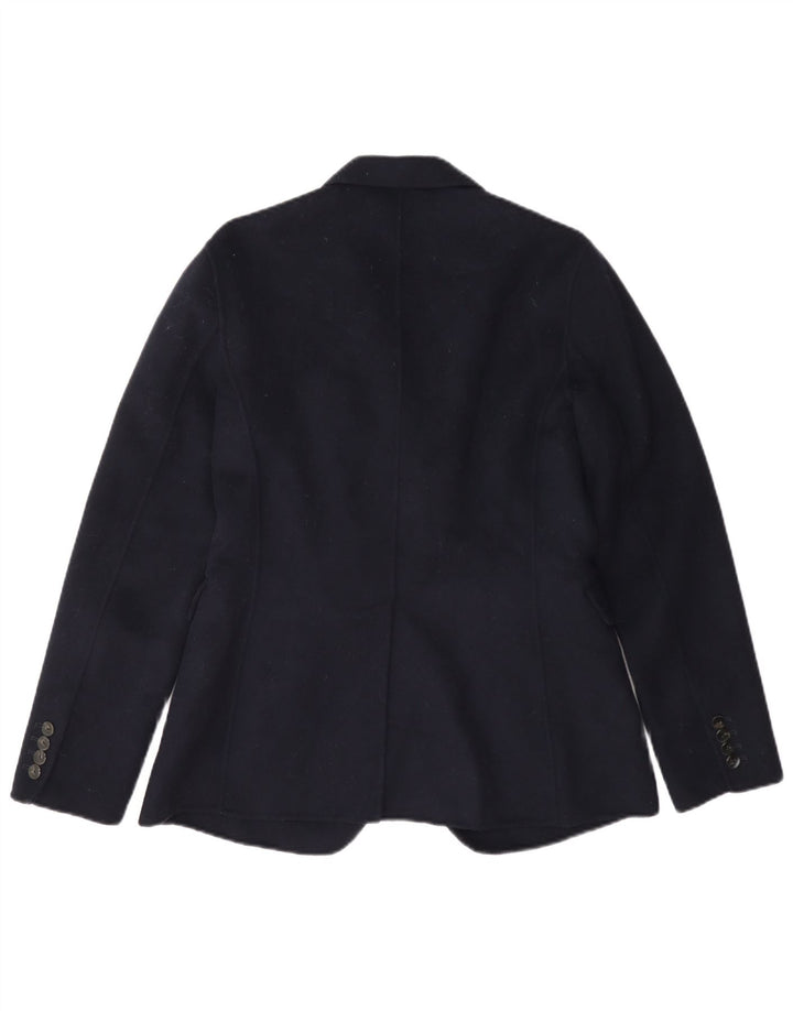 Massimo Dutti Dame 2-knaps blazerjakke EU 38 Lille marineblå uld