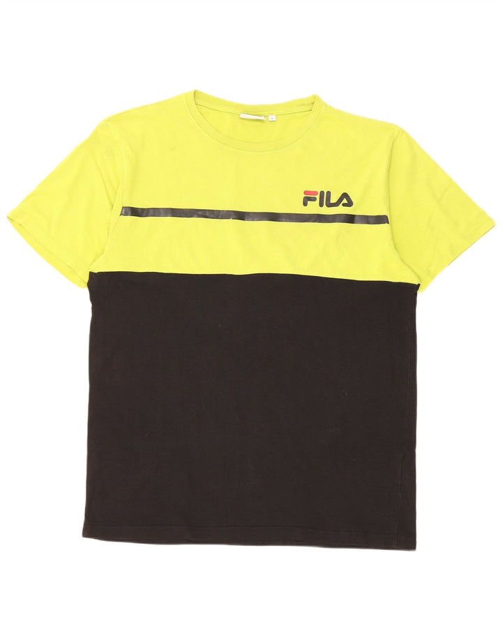 Fila Herre T-Shirt Top Stor Gul Colourblock Bomuld