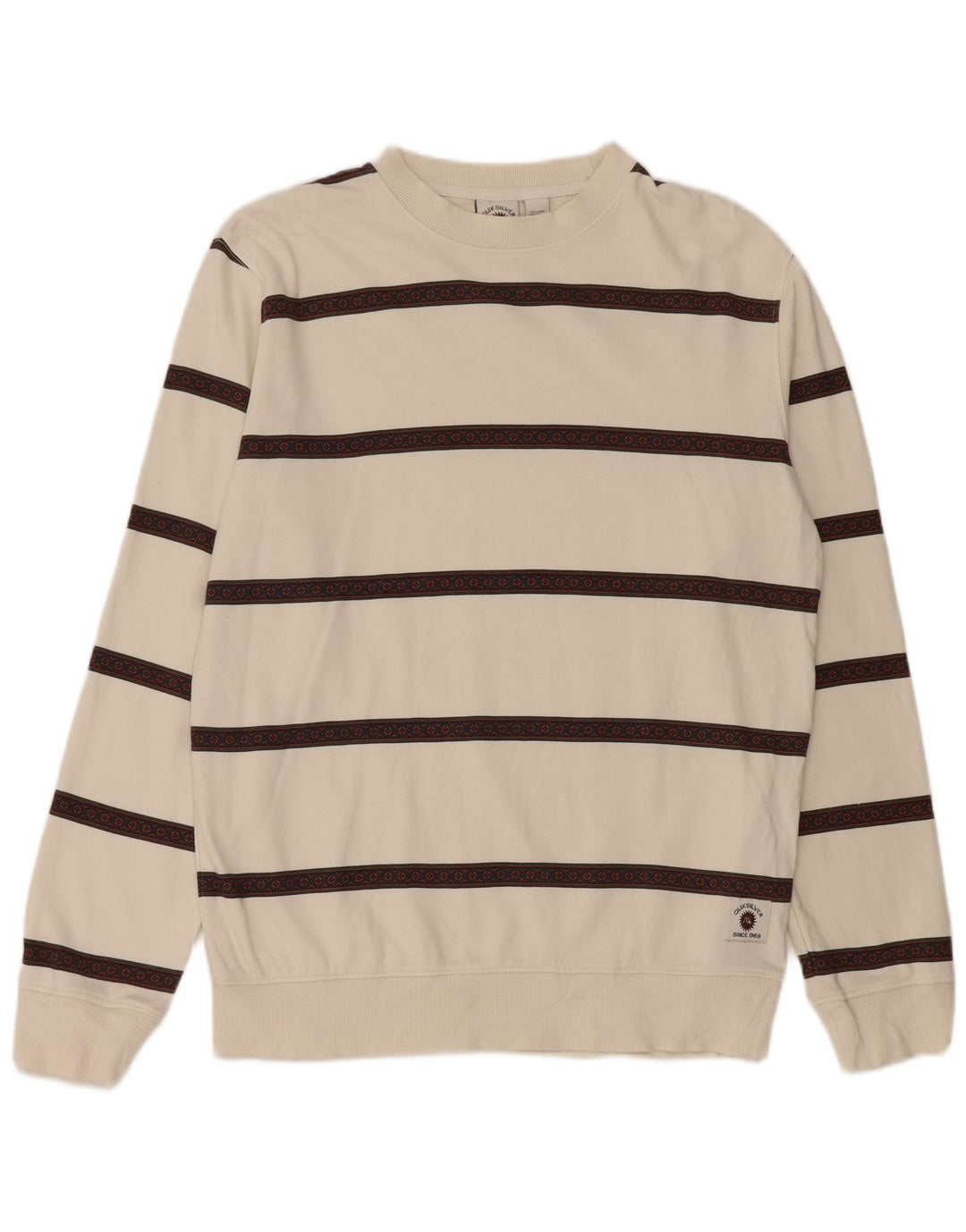 Quiksilver Herre sweatshirt Jumper Medium Hvid Stribet Bomuld