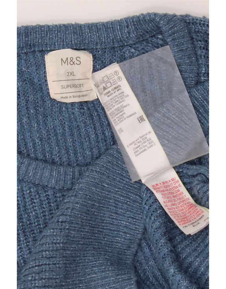 Marks & Spencer Herre sweater med rund hals 2XL blå polyamid