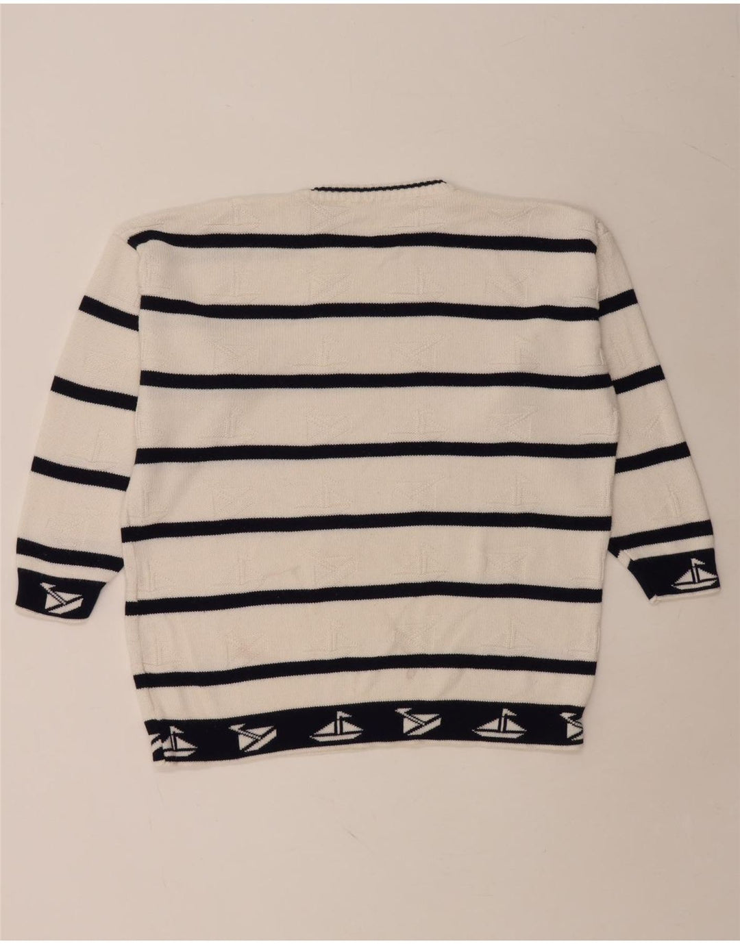 VINTAGE Herre trøje med rund hals, stor hvid stribet