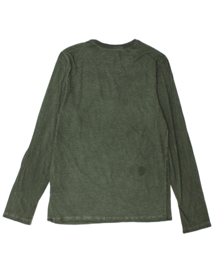 BENETTON Herre grafisk top Langærmet lille grøn bomuld