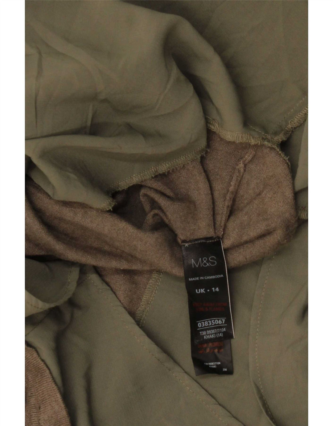 Marks & Spencer Dame Jumper Shirt UK 14 Stor Khaki Viscose