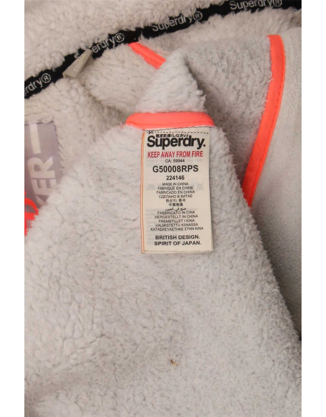 Superdry vindjakkejakke med hætte til kvinder UK 16 Stor grå polyester