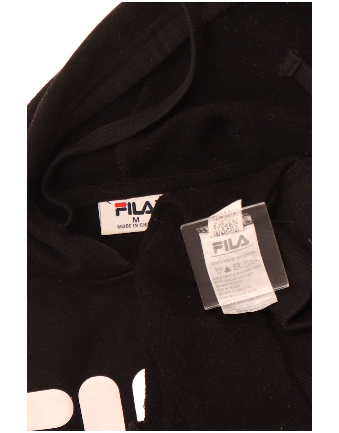 FILA Grafisk hættetrøje til kvinder UK 14 Medium Sort Polyester