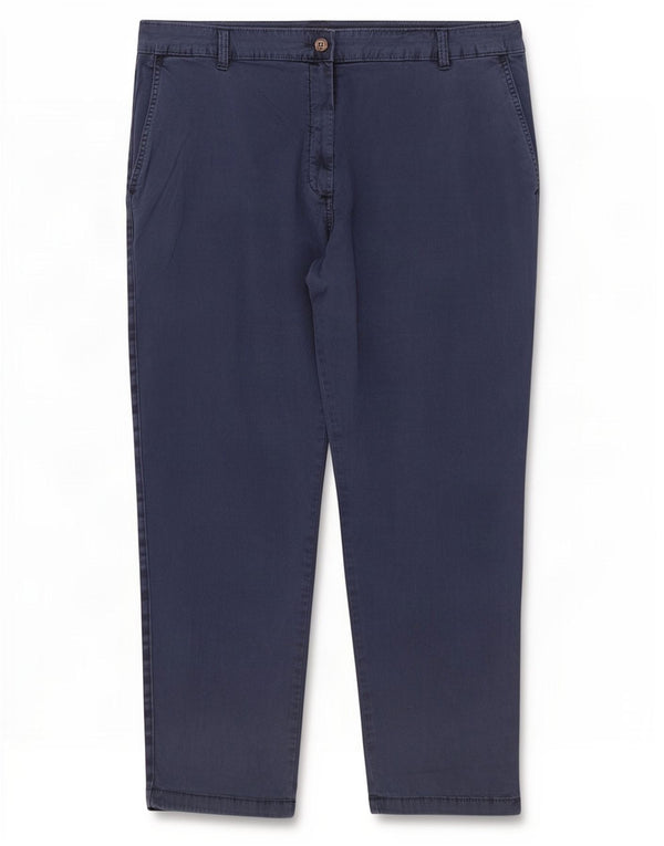 Marks & Spencer Womens Straight Chino Trousers UK 18 XL W38 L27 Blue Cotton