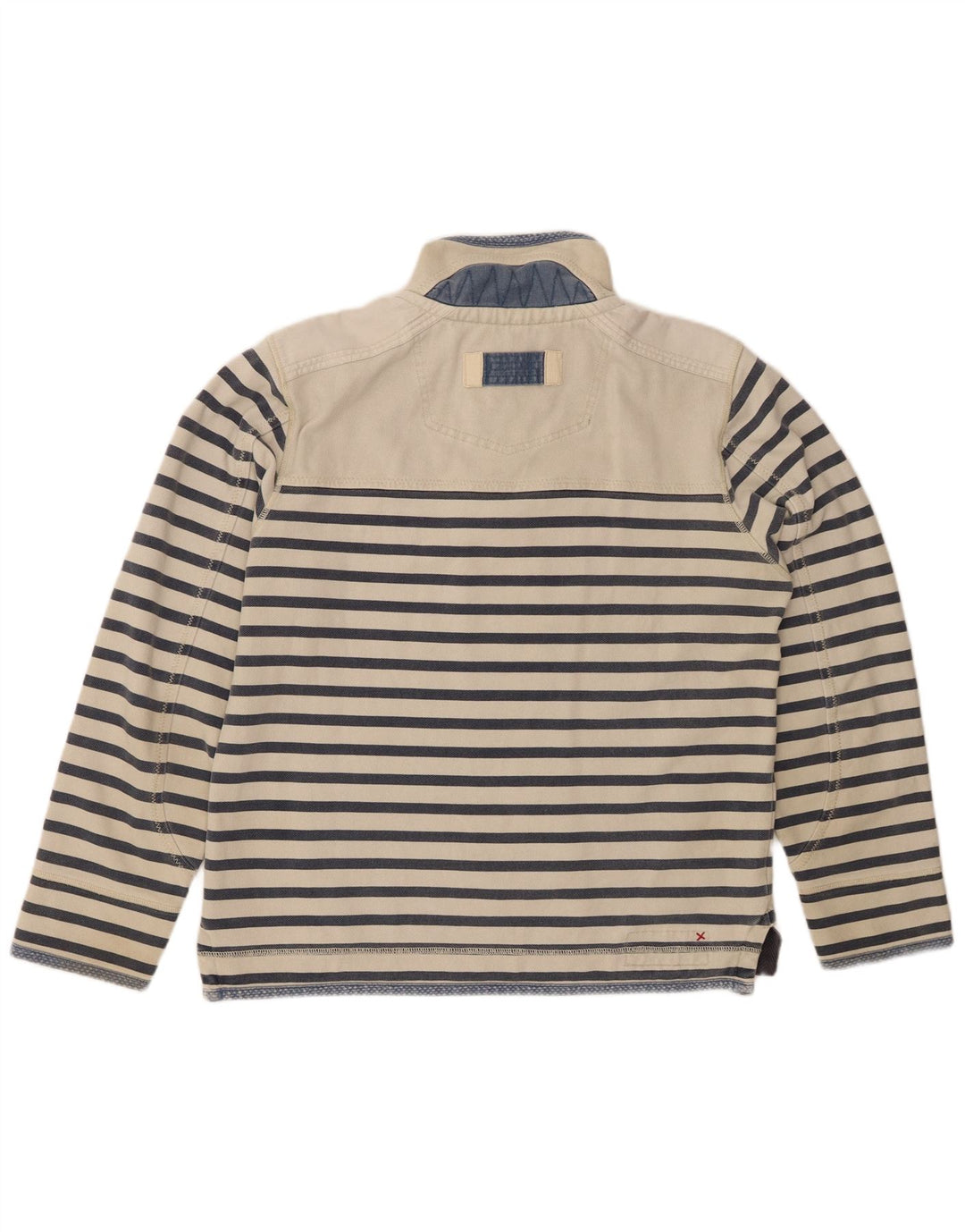 FED FACE Sweatshirt med lynlås til mænd, lille off-hvid stribet bomuld