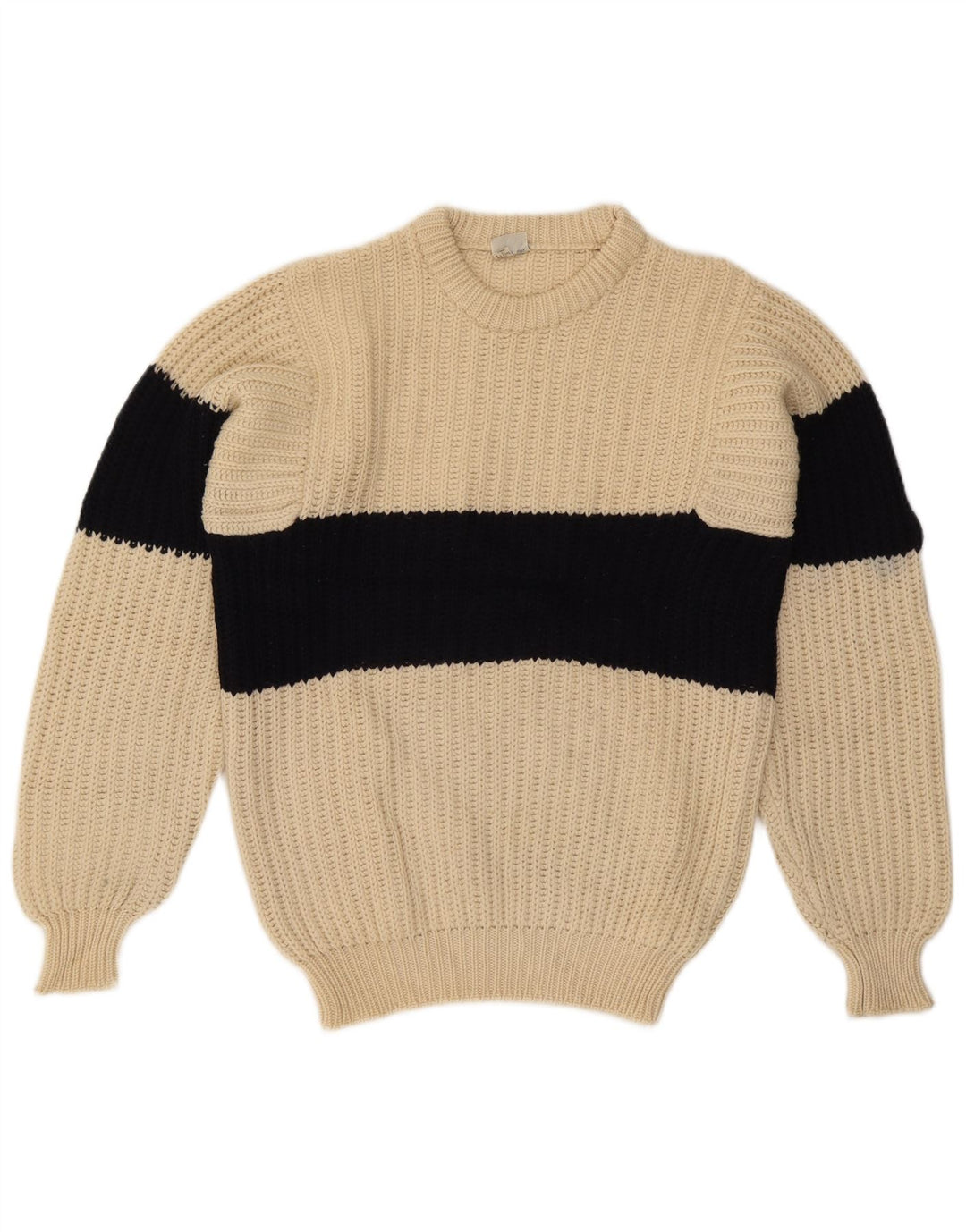 Ocean Star Herre Crew Neck Jumper Sweater IT 48 Medium Beige Colourblock