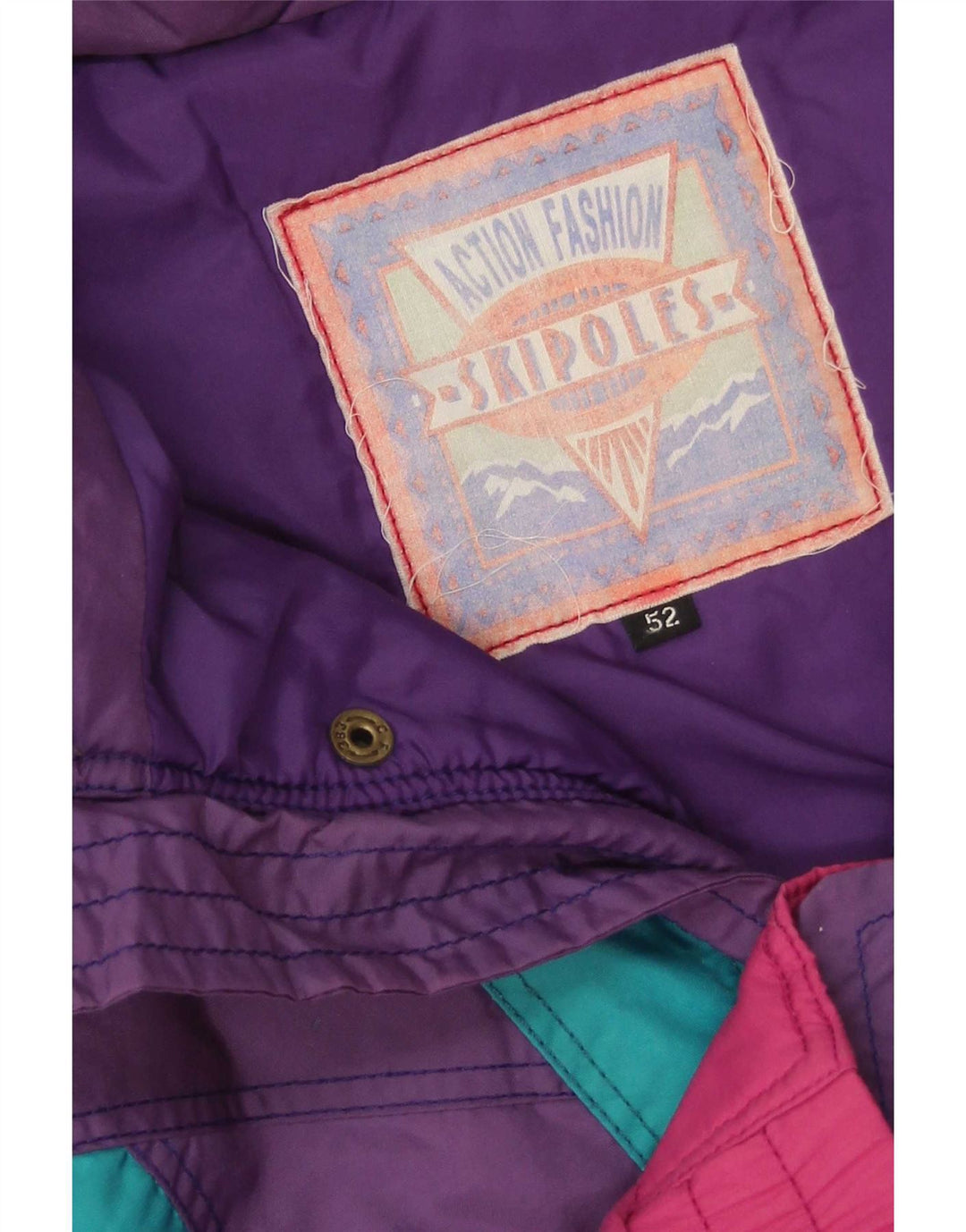 Vintage Skijakke med hætte til mænd IT 52 XL Flerfarvet Colourblock Nylon