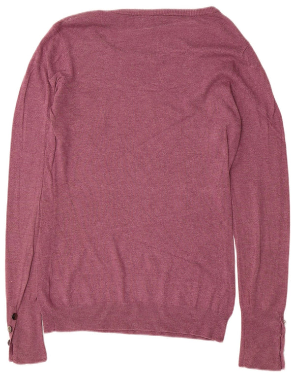 WAREHOUSE Dame Boat Neck Jumper Sweater UK 12 Medium Purple Viscose