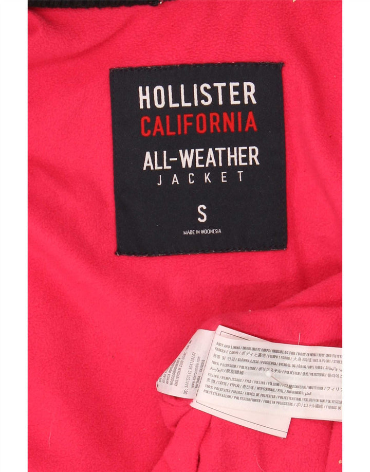 Hollister Dame hætte vindjakke UK 10 Small Navy Blue Polyester