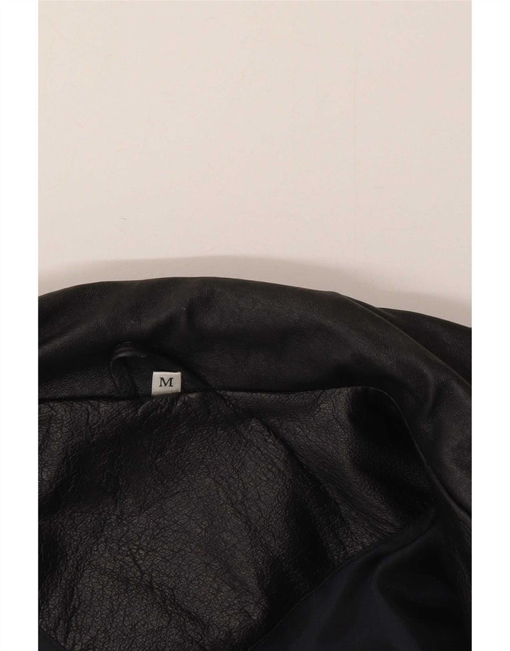 Vintage Herre Læder Biker Jacket UK 38 Medium Sort Læder