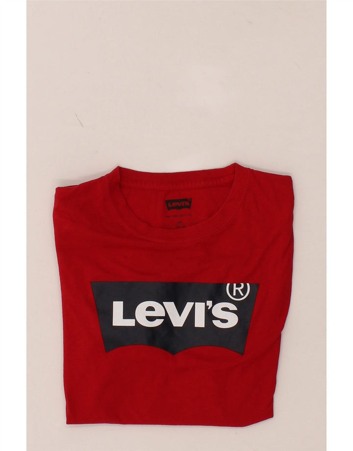 LEVI'S Boys Graphic Top Long Sleeve 11-12 Years Red Vintage Levi's and Second-Hand Levi's from Messina Hembry 