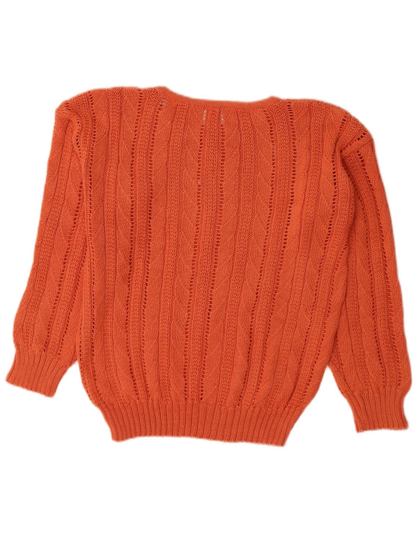VINTAGE Dame sweater med rund hals DK 14 Medium Orange