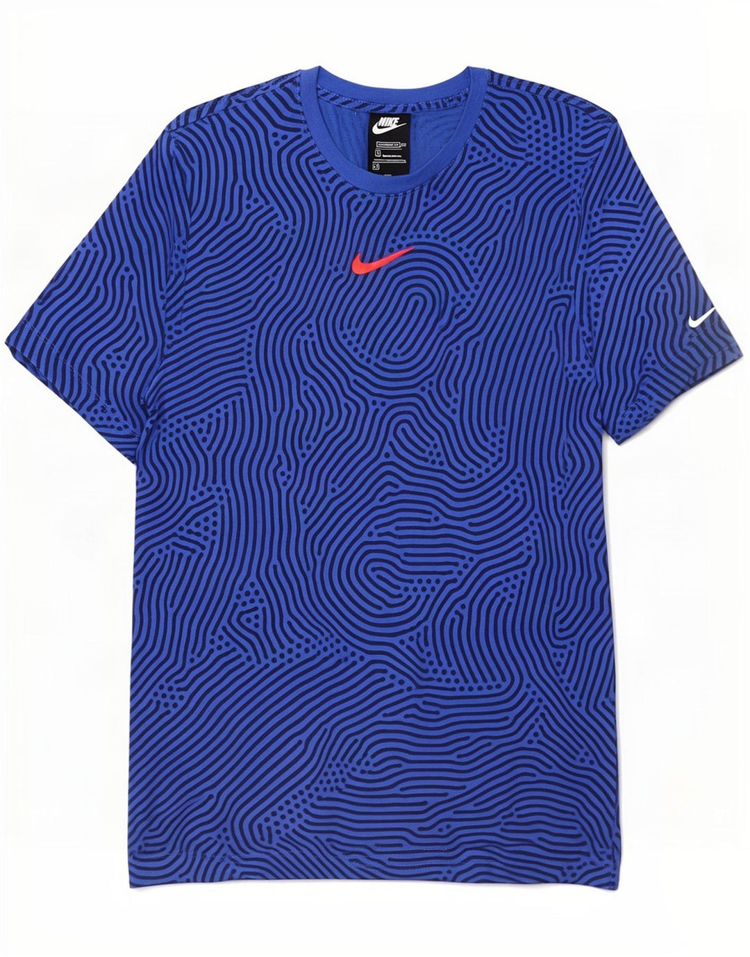 Nike Standard Fit T-shirt top mellemblå, geometrisk bomuld