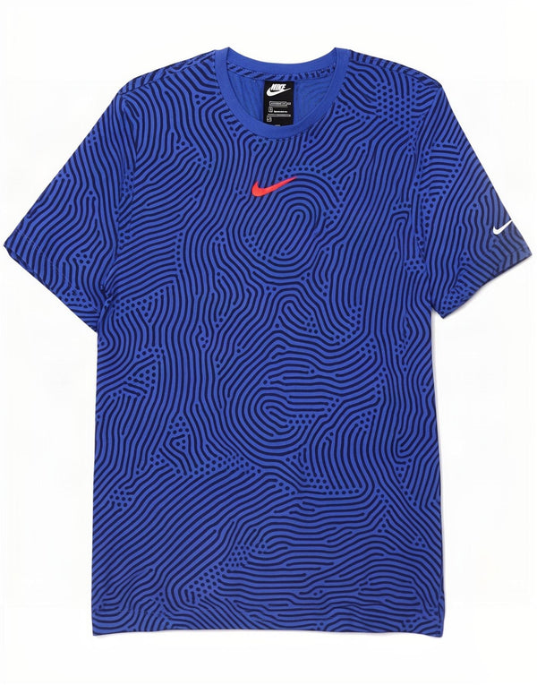 Nike Standard Fit T-shirt top mellemblå, geometrisk bomuld
