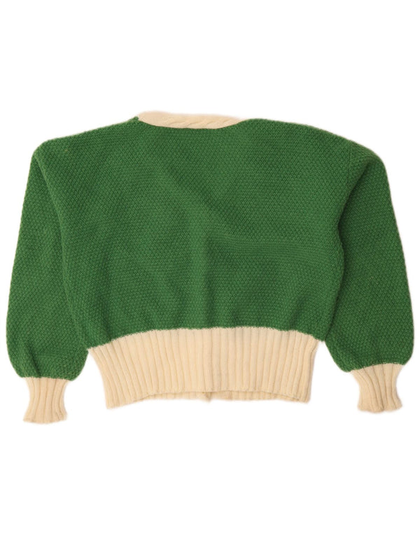 Shein Womens Crop Oversized Cardigan Sweater UK 10 Small Green Colourblock