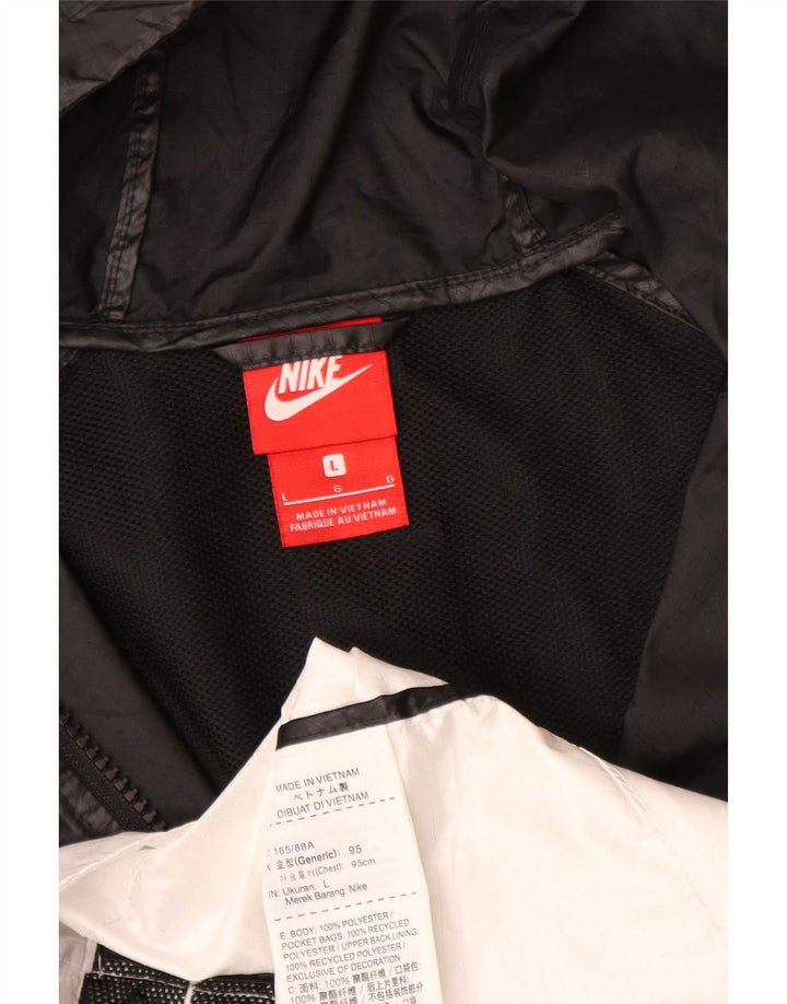 Nike Regnjakke med hætte til kvinder UK 16 Large Black Colourblock Polyester