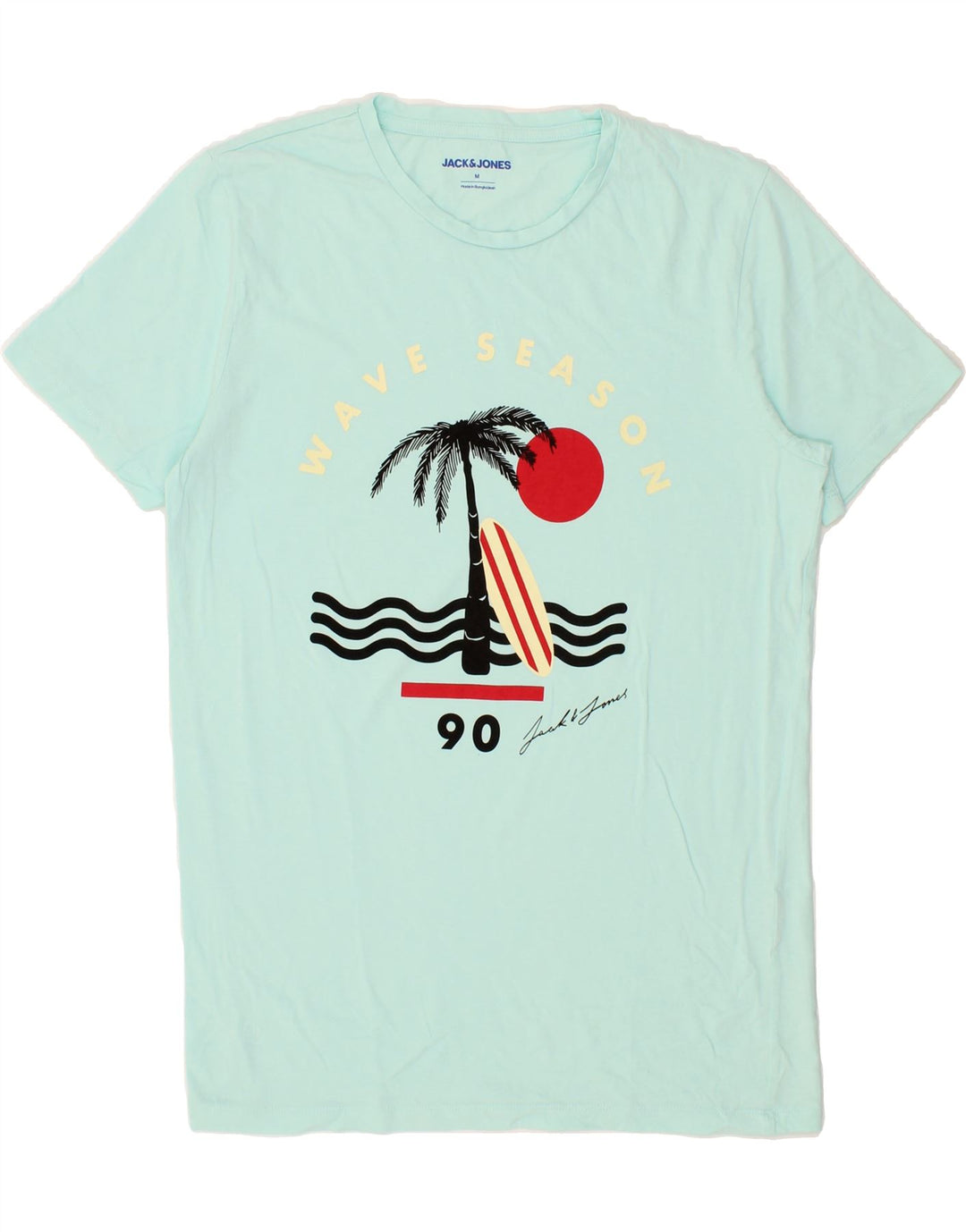 JACK & JONES Mens Graphic T-Shirt Top Medium Turquoise Vintage Jack & Jones and Second-Hand Jack & Jones from Messina Hembry 
