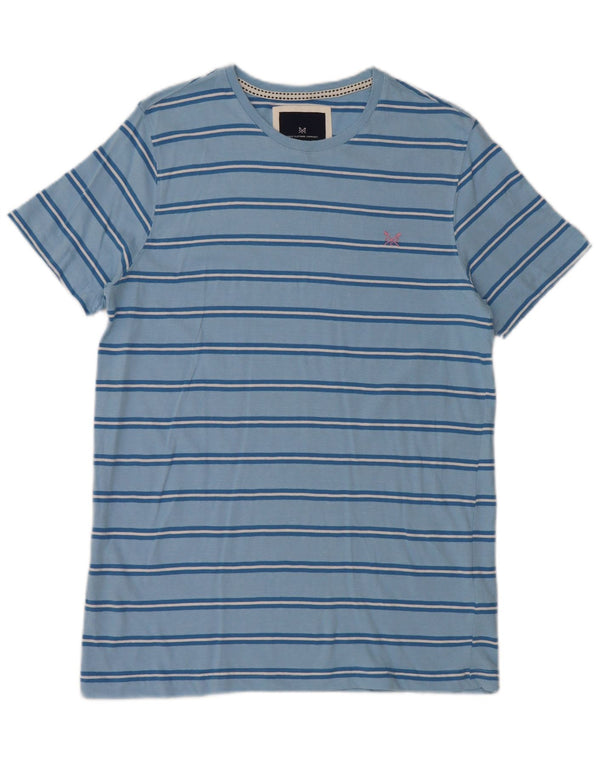 CREW CLOTHING Mens T-Shirt Top Medium Blue Striped Cotton
