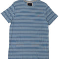 CREW CLOTHING Herre T-Shirt Top Medium Blå Stribet Bomuld