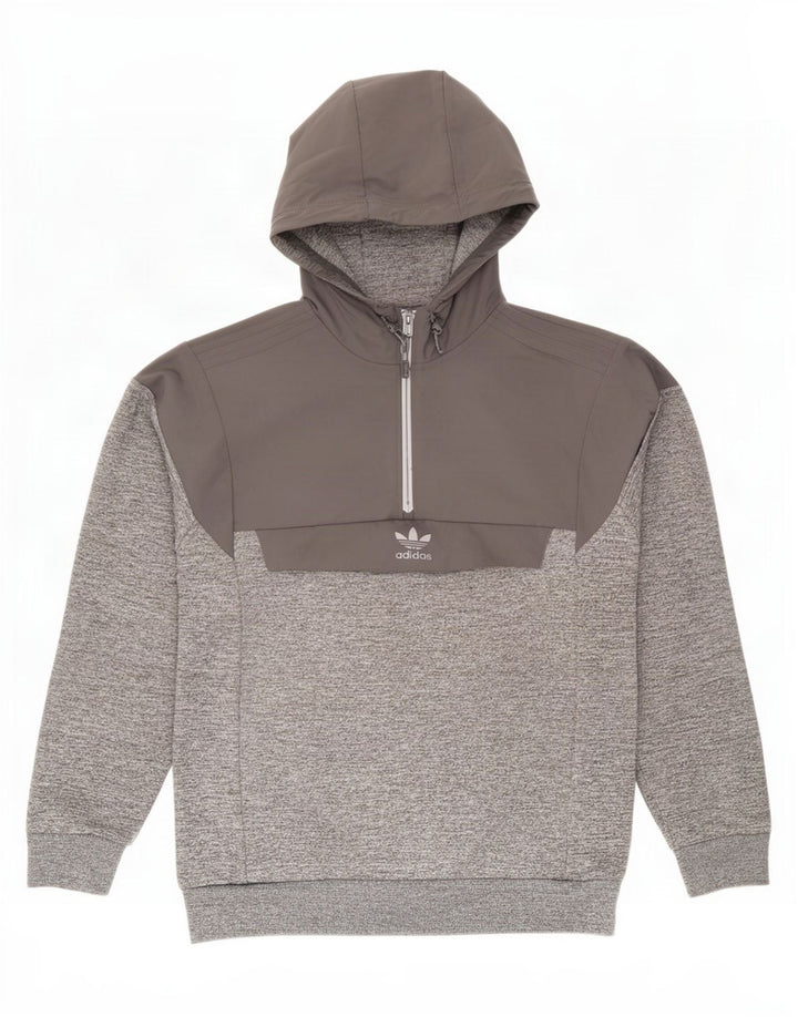 Adidas Hættetrøje med lynlås til mænd mellem grå farveblok polyester