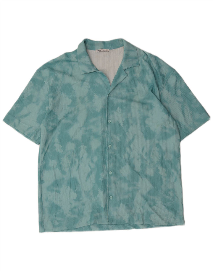 Zara Kortærmet Herreskjorte Medium Blue Tie Dye