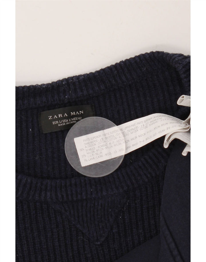 Zara Herre Sweatshirt Jumper Stor Marineblå Bomuld