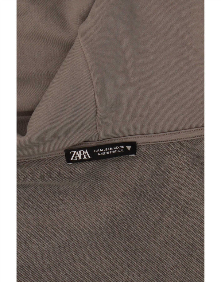 Zara Dame Hætte Arm Crop Top UK 12 Medium Grå