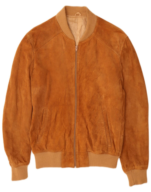 Vintage herre ruskind bomberjakke IT 52 XL beige læder