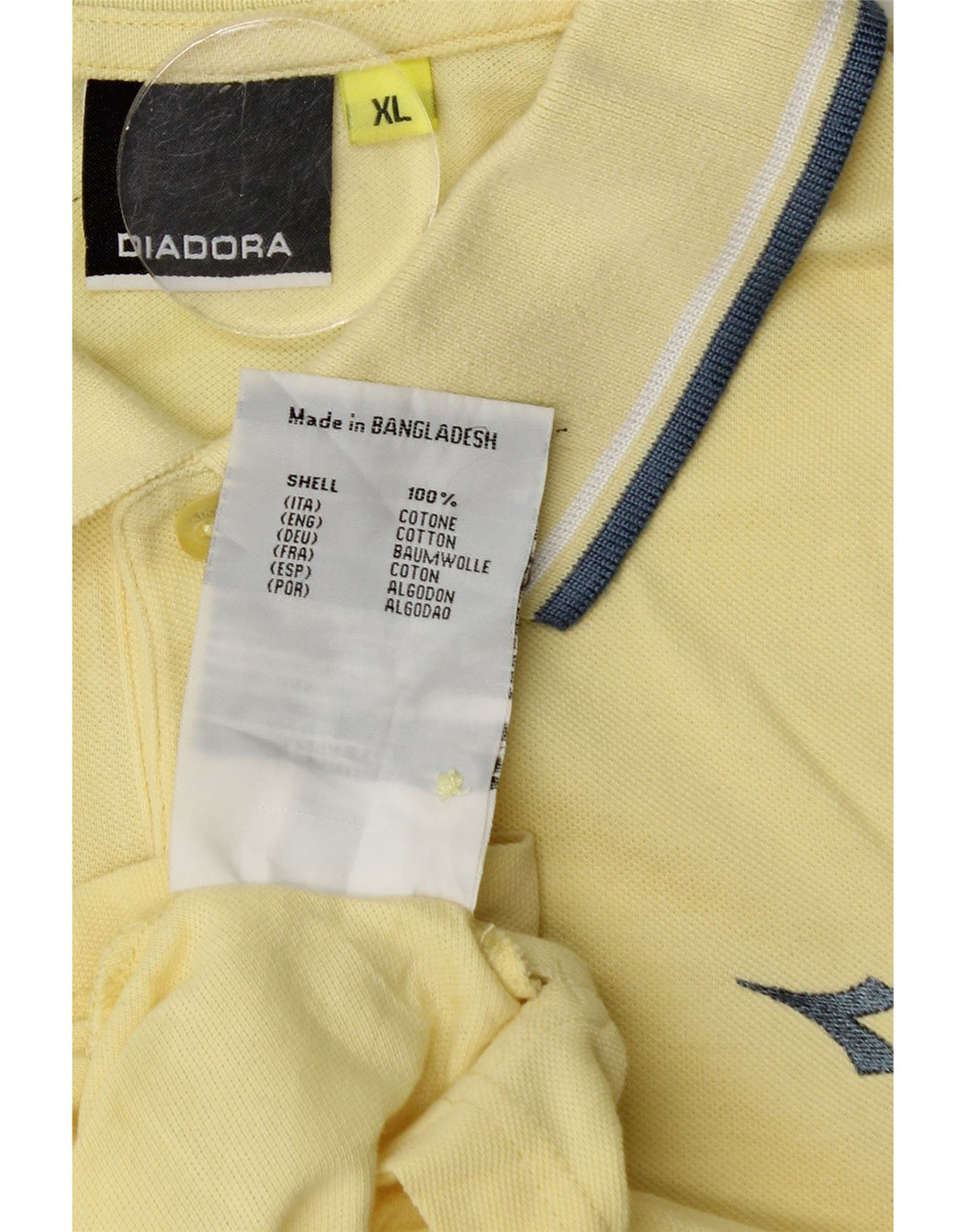 DIADORA Mens Polo Shirt XL Yellow Cotton