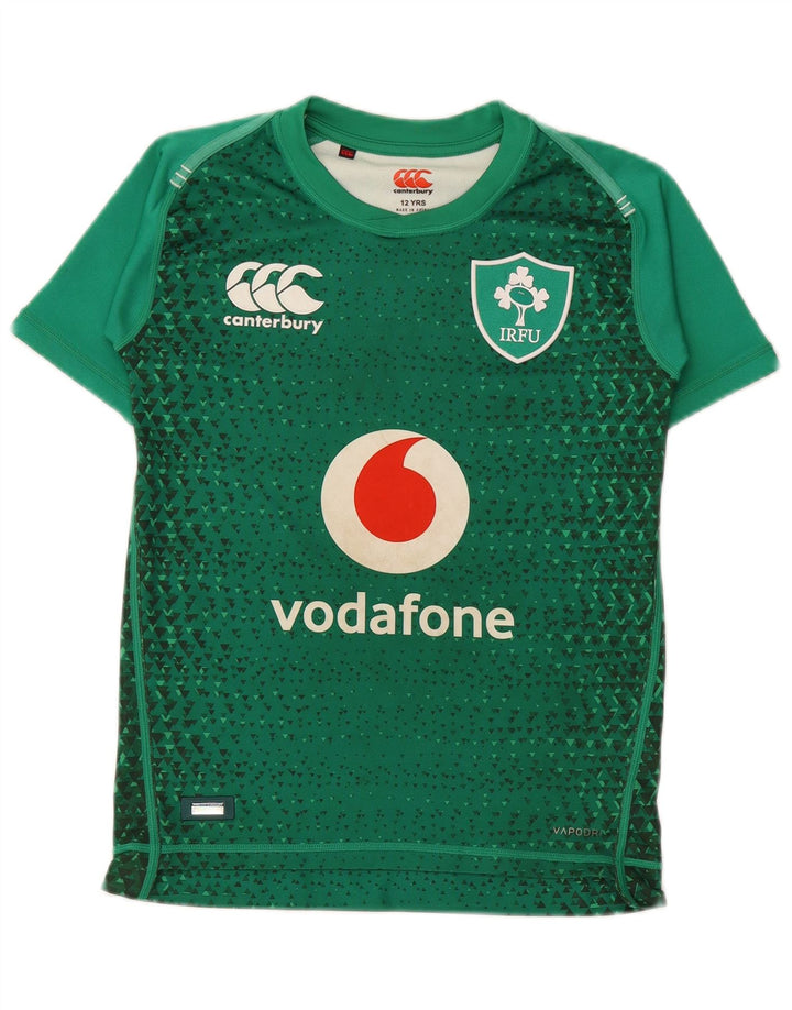 CANTERBURY Drenge IRFU Grafisk T-Shirt Top 11-12 år Grøn Geometrisk