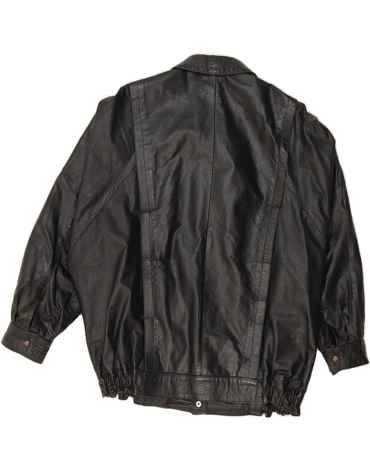 VINTAGE Womens Oversized Bomber Jacket UK 10 Small Black Vintage Vintage and Second-Hand Vintage from Messina Hembry 