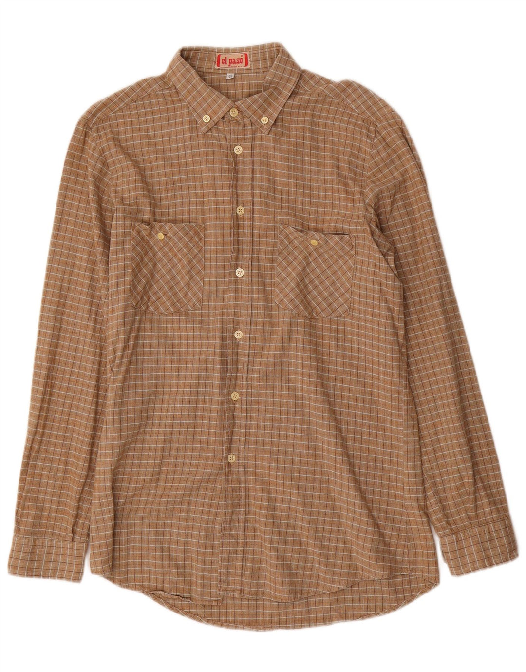 El Paso herreskjorte str. 40/41 Medium Beige Gingham Cotton