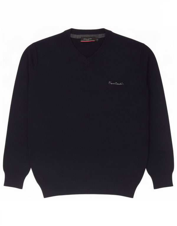 Pierre Cardin Dame V-hals sweater UK 14 Medium Navy Blue Akryl