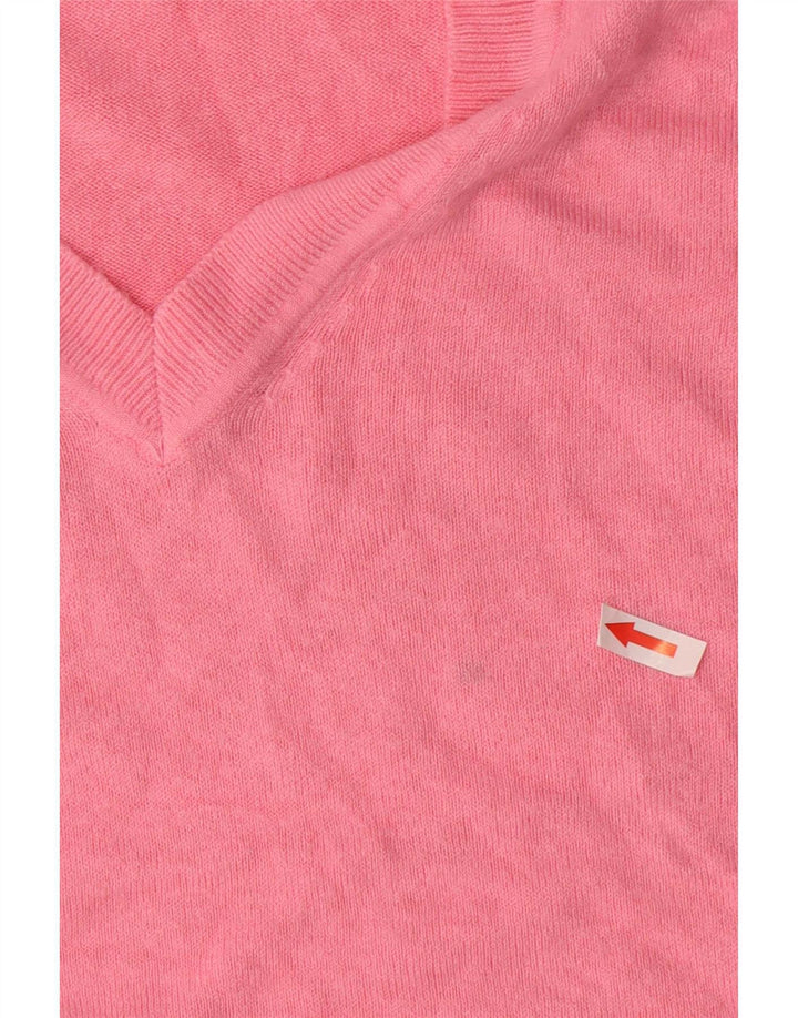 Marks & Spencer Dame V-hals sweater UK 14 Medium Pink Akryl