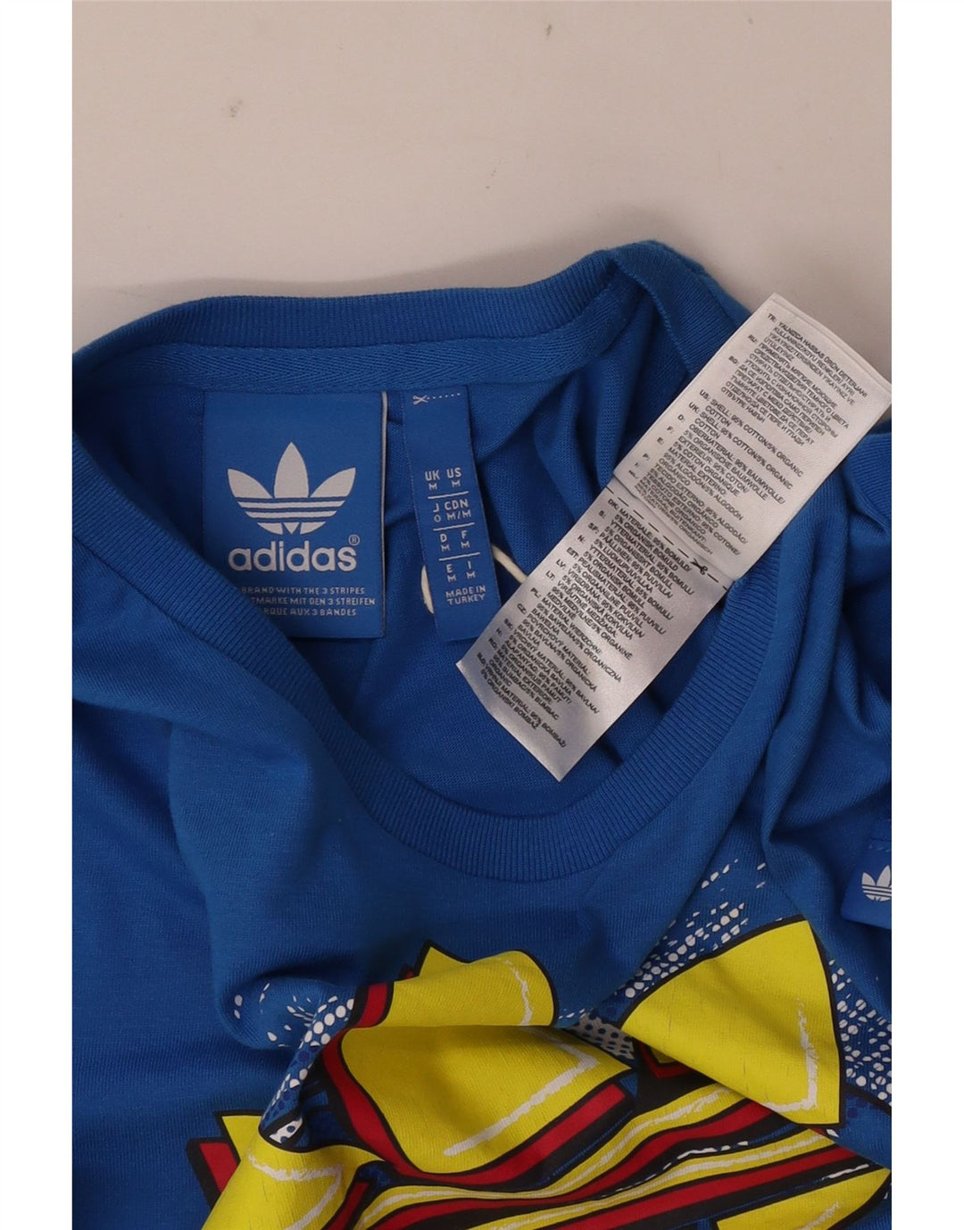 Adidas Grafisk T-shirt top mellemblå bomuld til mænd