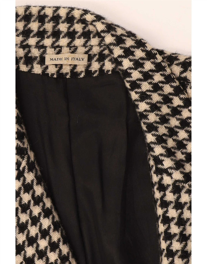 Vintage dame 1-knaps blazerjakke UK 14 Medium Black Houndstooth