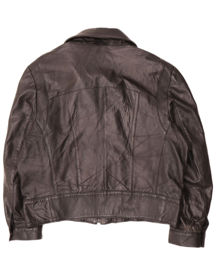 Vintage oversize læderjakke til kvinder IT 50 XL Sort