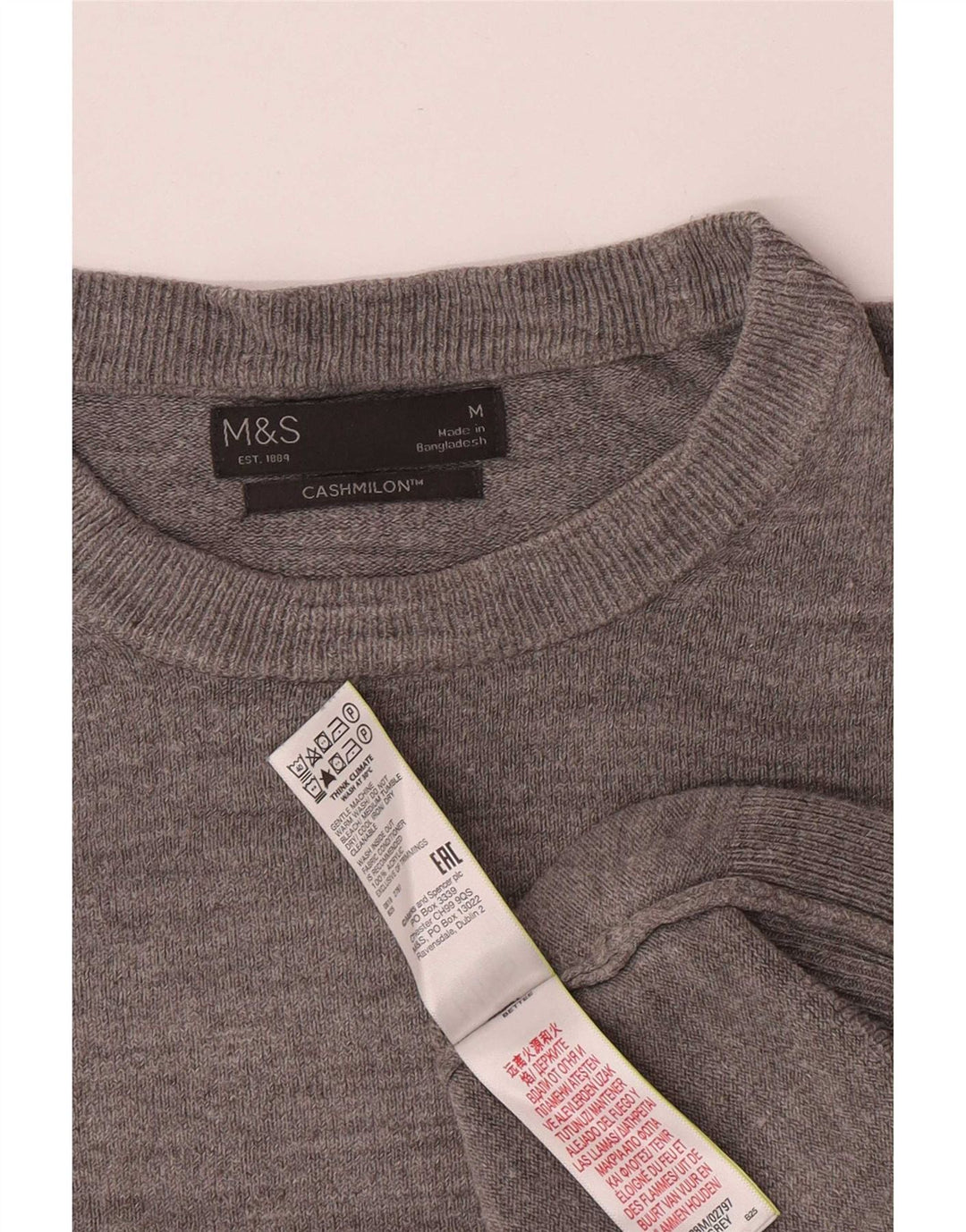 Marks & Spencer Herre Boat Neck Jumper Sweater Medium Grå Akryl