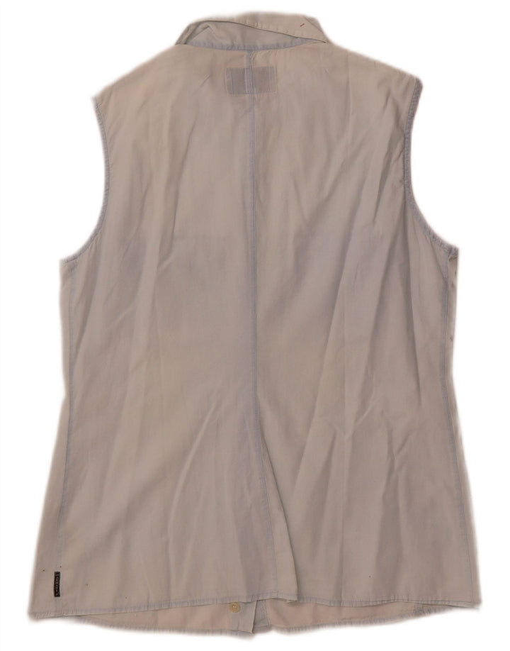 Armani Jeans ærmeløs skjorte til kvinder UK 14 Stor blå bomuld