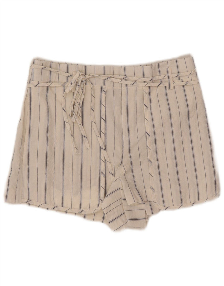 Zara Womens High Waist Hot Pants Small W26 Hvidstribet