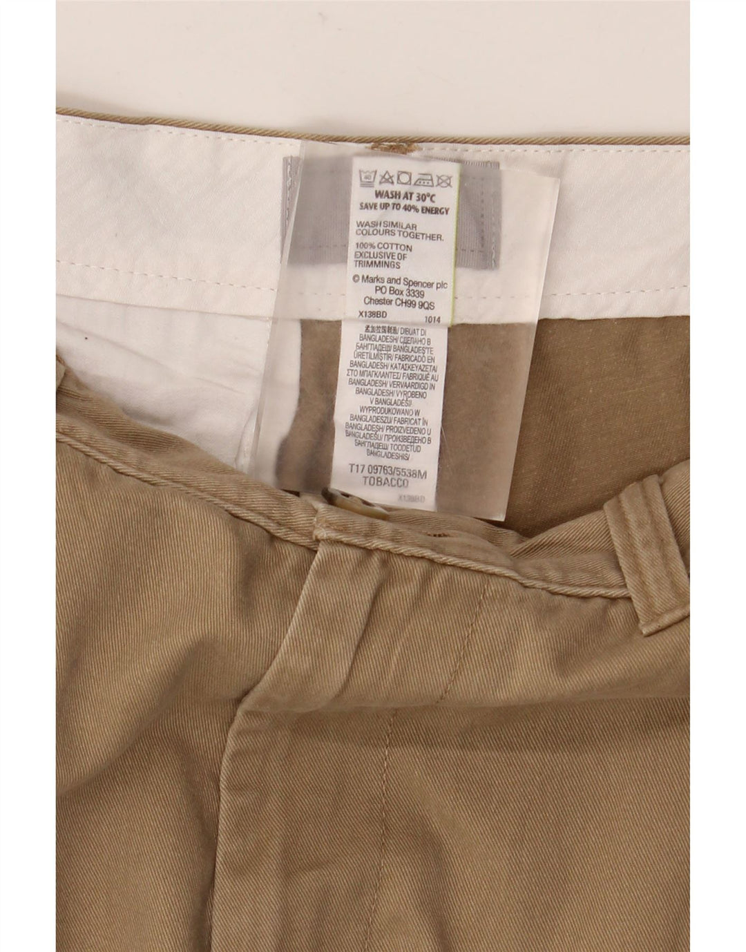 MARKS & SPENCER Chino-shorts til mænd W32 Mellembrun bomuld