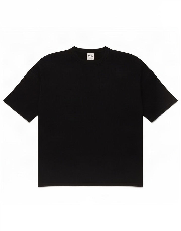 Zara Herre T-Shirt Top Stor Sort Bomuld