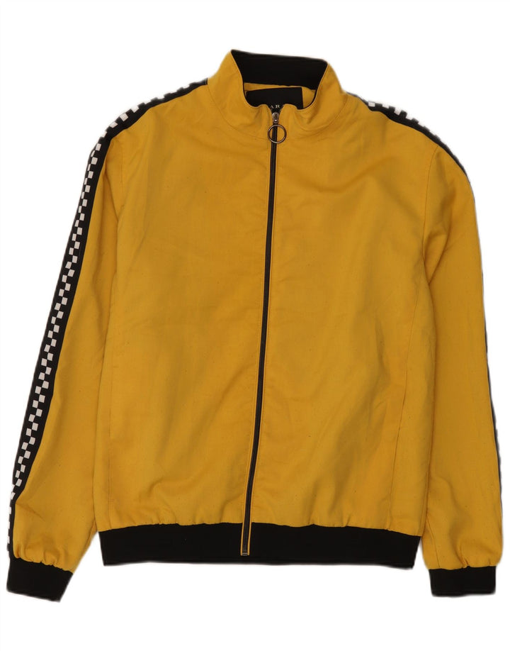 Zara Graphic Bomber Jacket UK 40 Large Yellow Colourblock Polyester